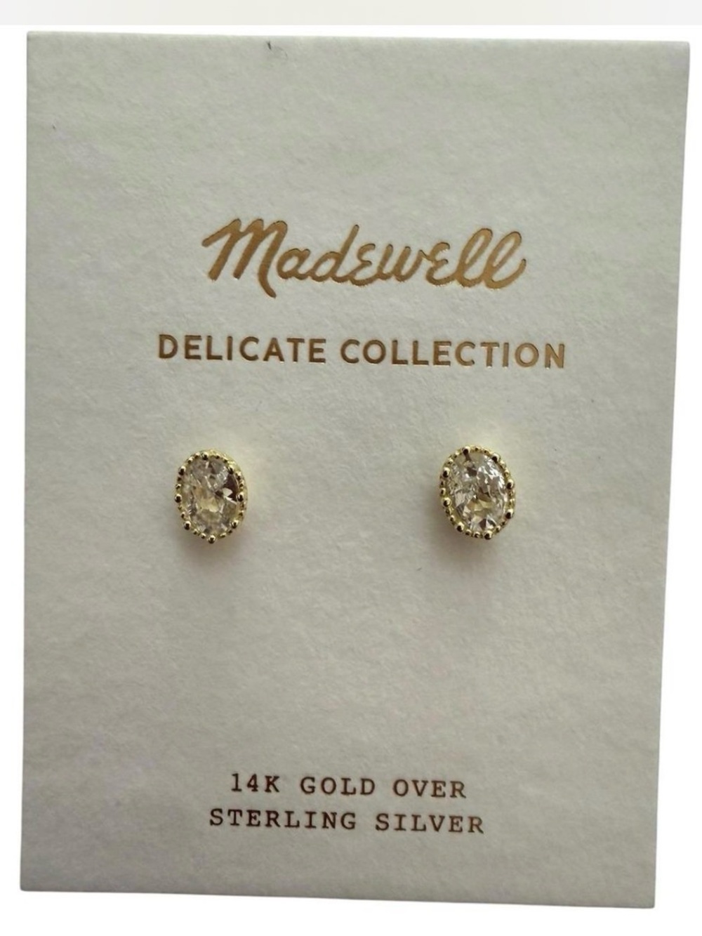 Madewell Clear Crystal Oval Stud Earrings in Gold